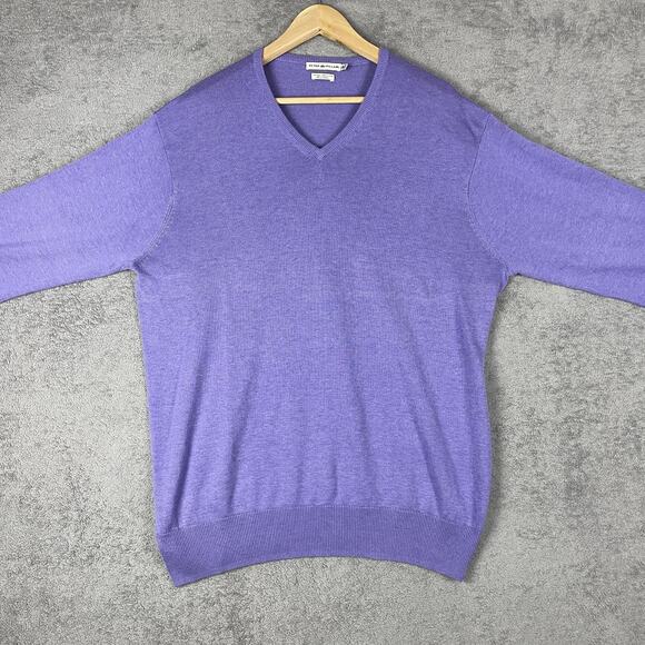 Peter Millar Sweater Mens XL V Neck Silk Cashmere Blend Pullover Lightweight - Picture 1 of 14